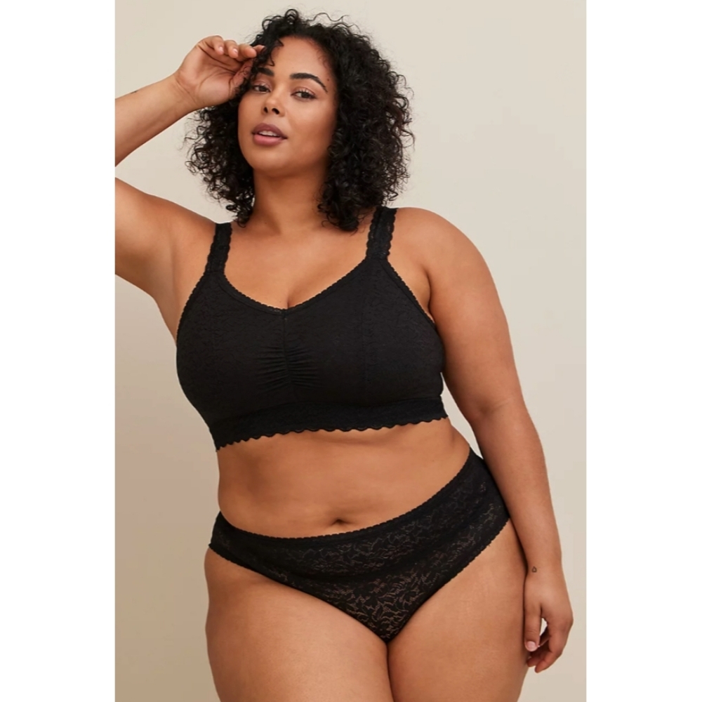 Torrid Soft Lace Hipster Panty 4 Way Stretch Mid-rise Black Plus Size 3X